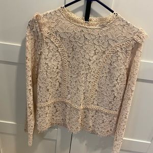 EXPRESS - Lace Detail Top - Cream - MEDIUM